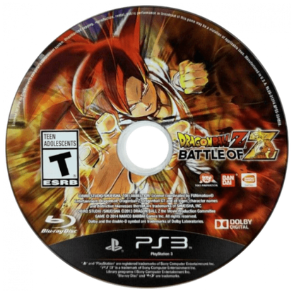Dragon Ball Z: Battle of Z disc art for PlayStation 3 (PS3) video game