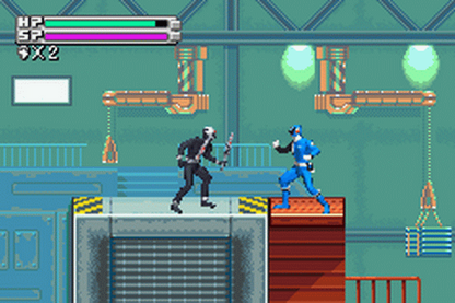 Power Rangers SPD for Game Boy Advance, gameplay for an action platformer video game with side-scrolling combat, character abilities, mission-based gameplay, and team-based challenges