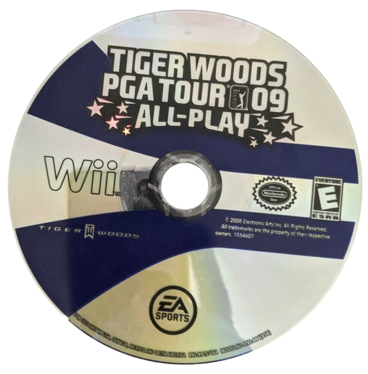 Tiger Woods PGA Tour 09 disc art for Nintendo Wii (Wii) featuring motion‑controlled golf, authentic courses, and competitive play with PGA pros.