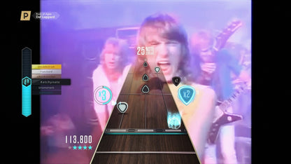 Guitar Hero Live Xbox 360 rhythm music video game franchise reboot redesigned 6-button guitar controller GH Live first-person FMV concert crowds reactive audience GHTV playable music video network streaming song library competitive leaderboards gameplay screenshot