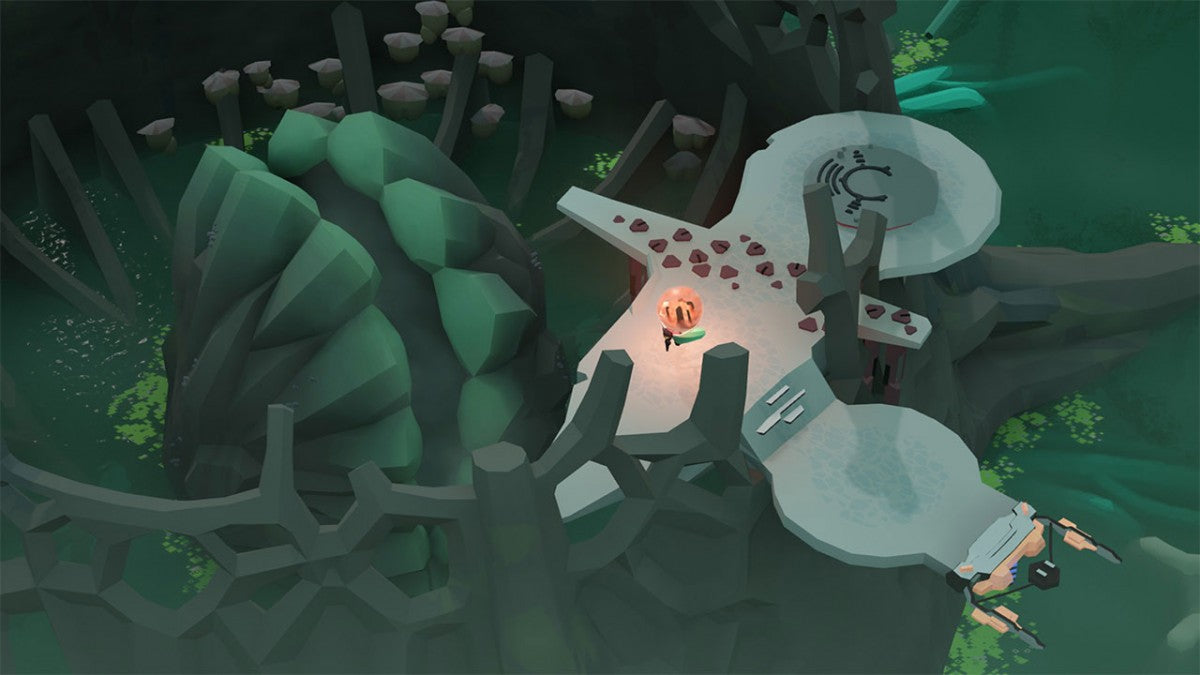 Cocoon Nintendo Switch inspired design featuring atmospheric puzzle adventure aesthetic mysterious alien worlds mind bending environmental challenges seamless world shifting mechanics artistic sci fi exploration immersive indie gaming presentation gameplay