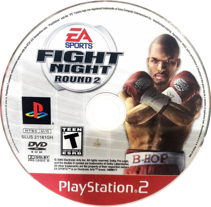 Fight Night Round 2 Greatest Hits PlayStation 2 PS2 video game featuring boxing sports simulation gameplay professional boxing matches realistic boxer movements punch combinations defensive blocking counterpunching career mode championship fights boxer customization and classic PlayStation 2 boxing action Greatest Hits edition retro video game collection collectible gaming appeal disc