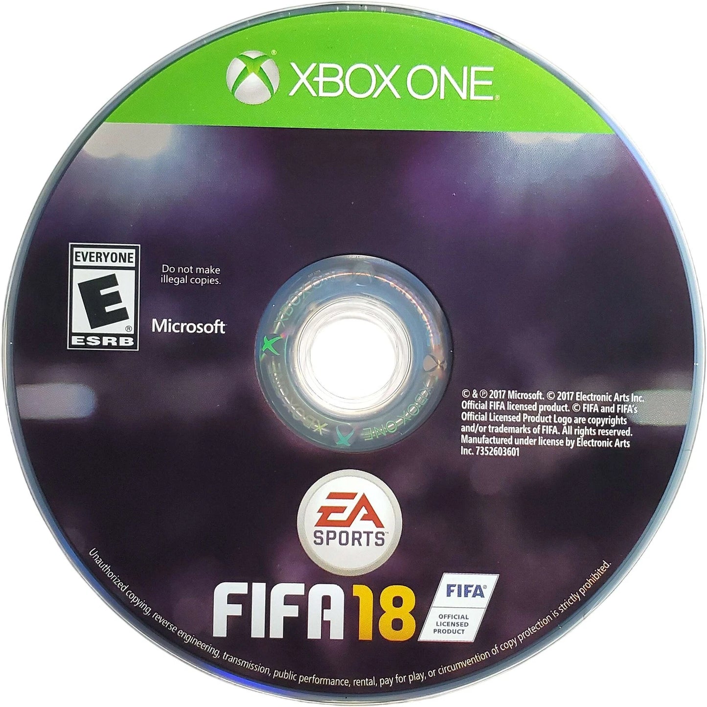 FIFA 18 disc for Xbox One (XONE) soccer sports simulation video game