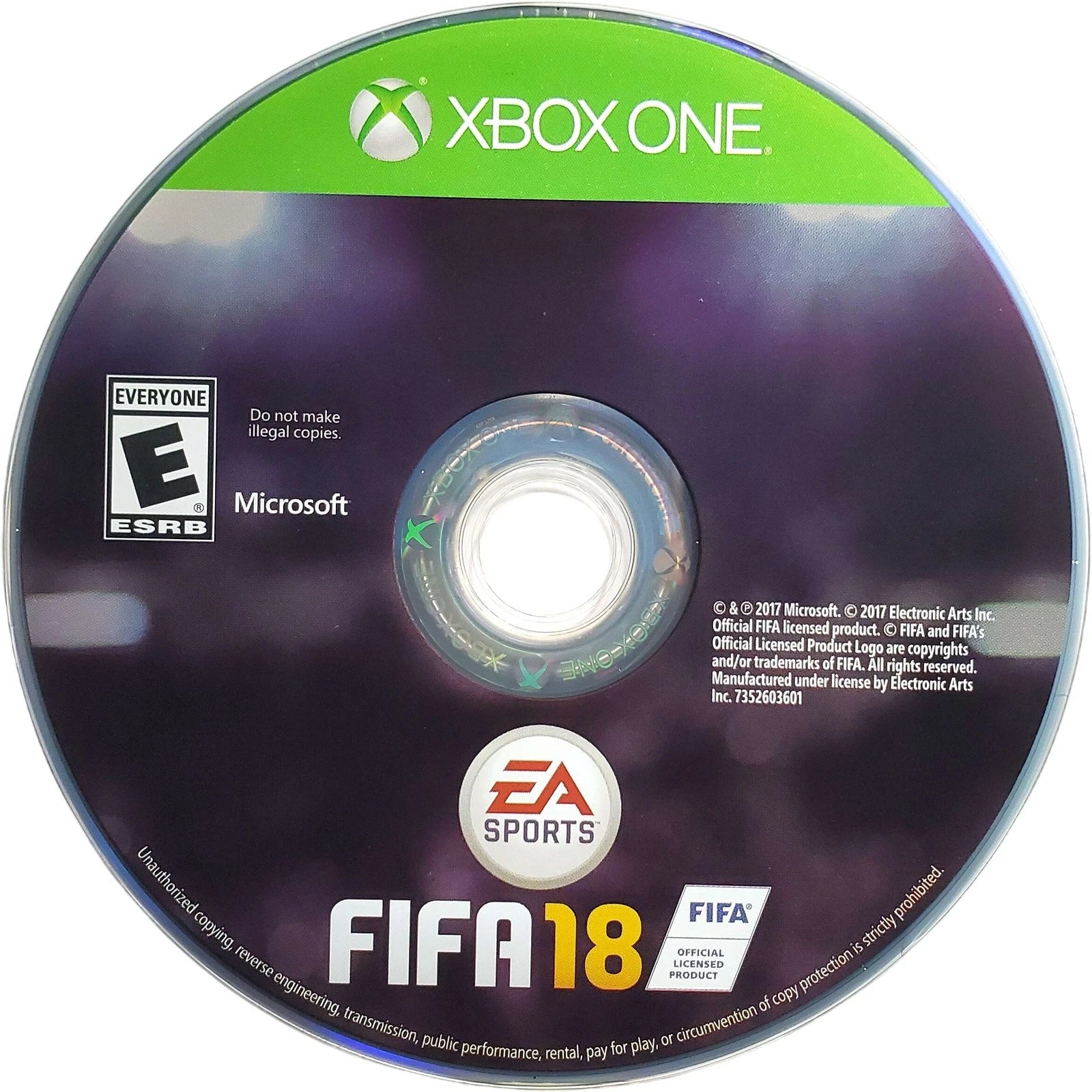 FIFA 18 disc for Xbox One (XONE) soccer sports simulation video game