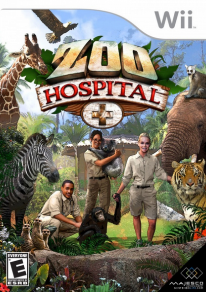 Zoo Hospital cover art for Nintendo Wii (Wii) featuring veterinary simulation gameplay where players diagnose and treat exotic animals, manage a zoo clinic, and perform interactive medical procedures with motion‑based controls.