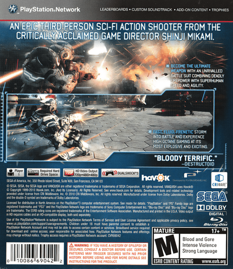 Vanquish back cover art for PlayStation 3 (PS3) video game