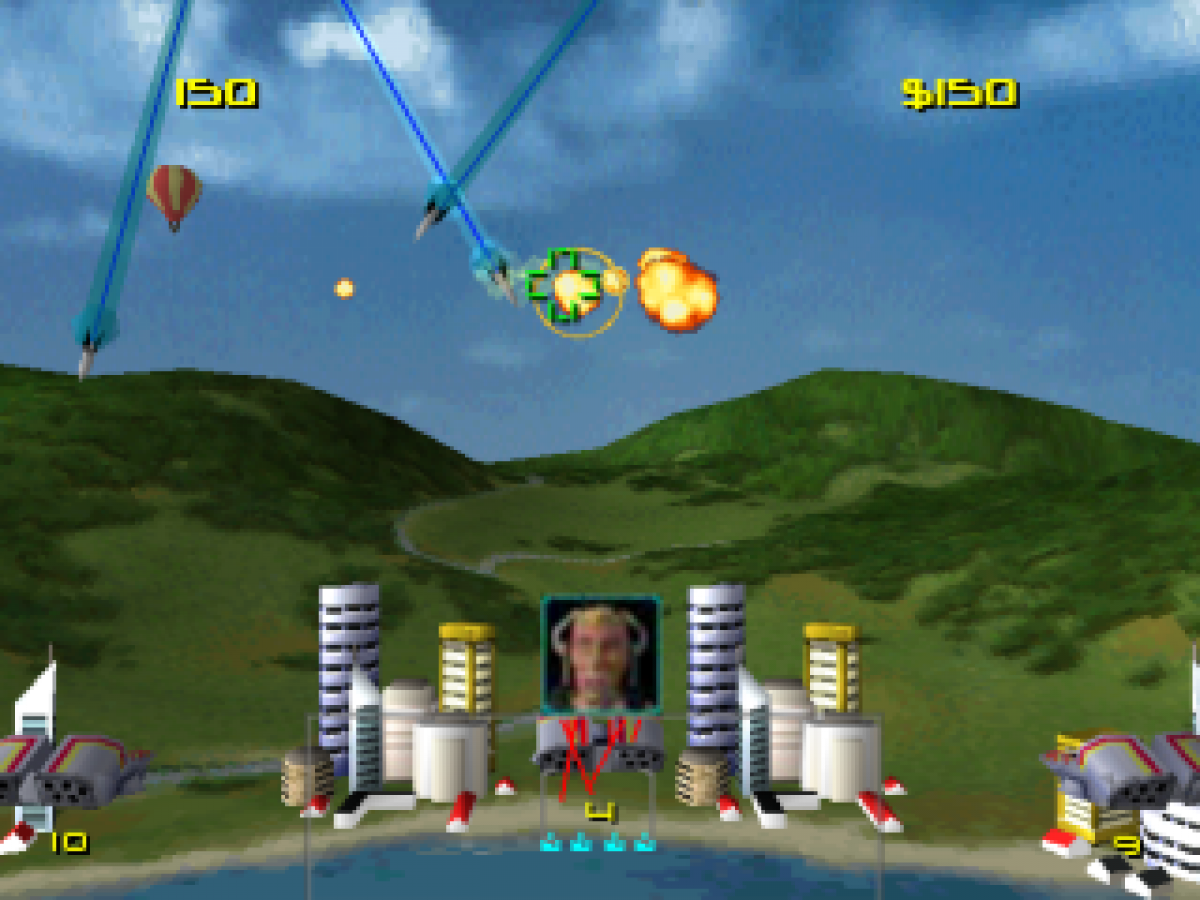Missile Command PlayStation PS1 for arcade shooter video game fans featuring classic missile defense gameplay fast paced action strategic targeting city protection endless enemy waves retro arcade challenges updated PlayStation experience collectible gaming appeal gameplay