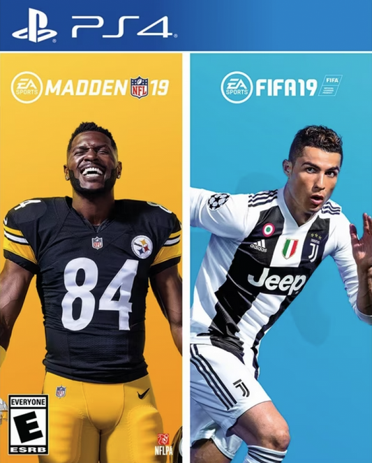 Madden NFL 19 & FIFA 19 – PlayStation 4 (PS4) video game cover art, sports game bundle.