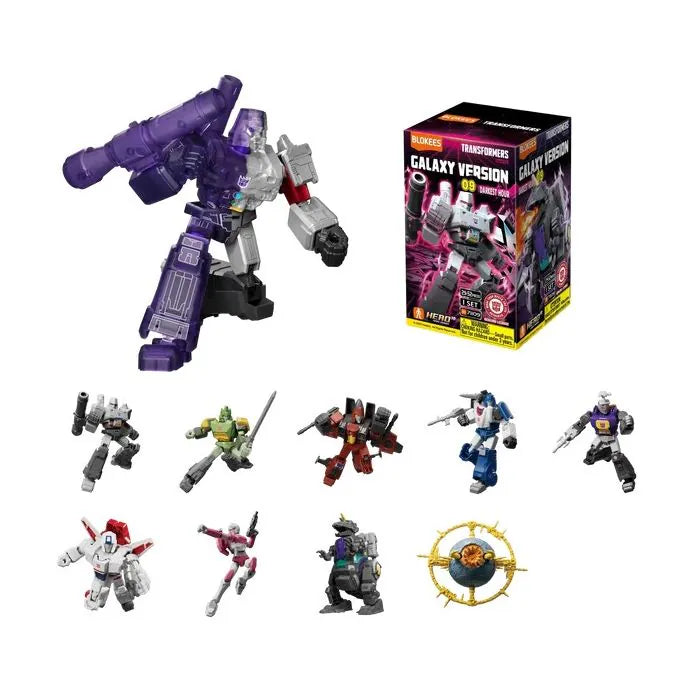 Blokees Transformers Galaxy Version 09 Darkest Hour blind box collectible series inspired design featuring buildable transforming robot characters aesthetic mystery box assortment detailed sci fi mecha designs iconic Transformers universe themed mini figures surprise collectibles and display presentation