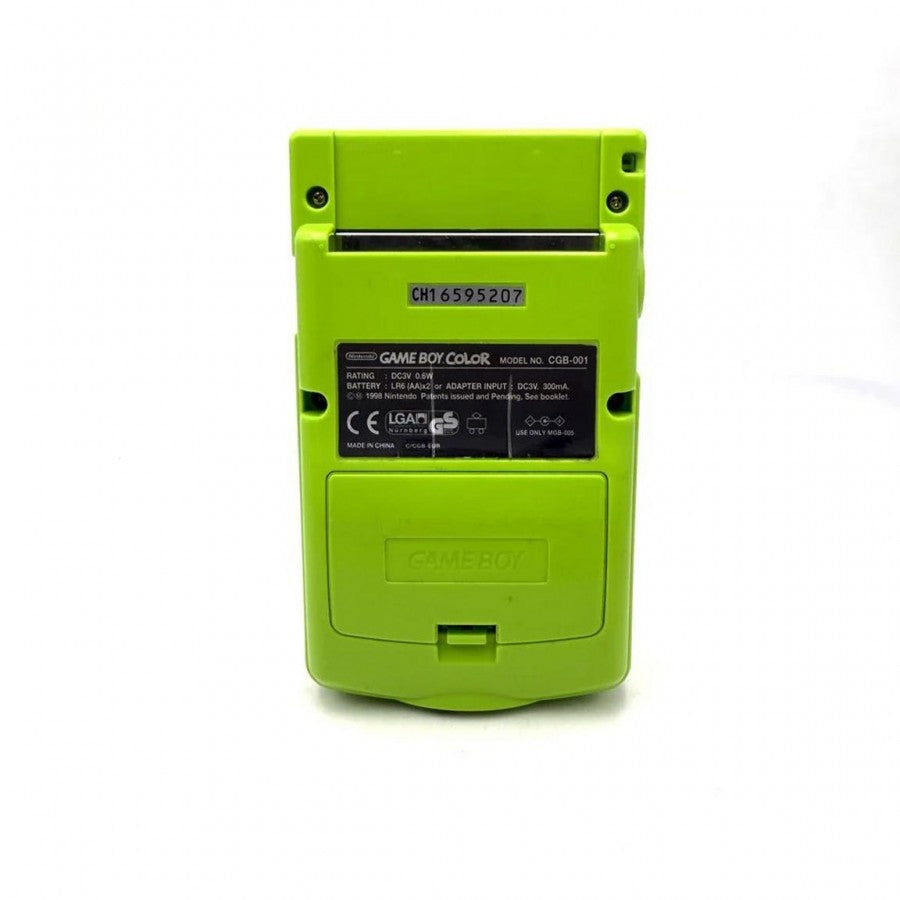 Nintendo Game Boy Color GBC Kiwi Lime Green handheld gaming console featuring vibrant translucent green shell portable retro gaming compatible with Game Boy and Game Boy Color cartridges authentic Nintendo hardware scratch and scruff cosmetic condition collectible gaming appeal