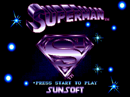 Superman title screen for Sega Genesis (GEN) video game