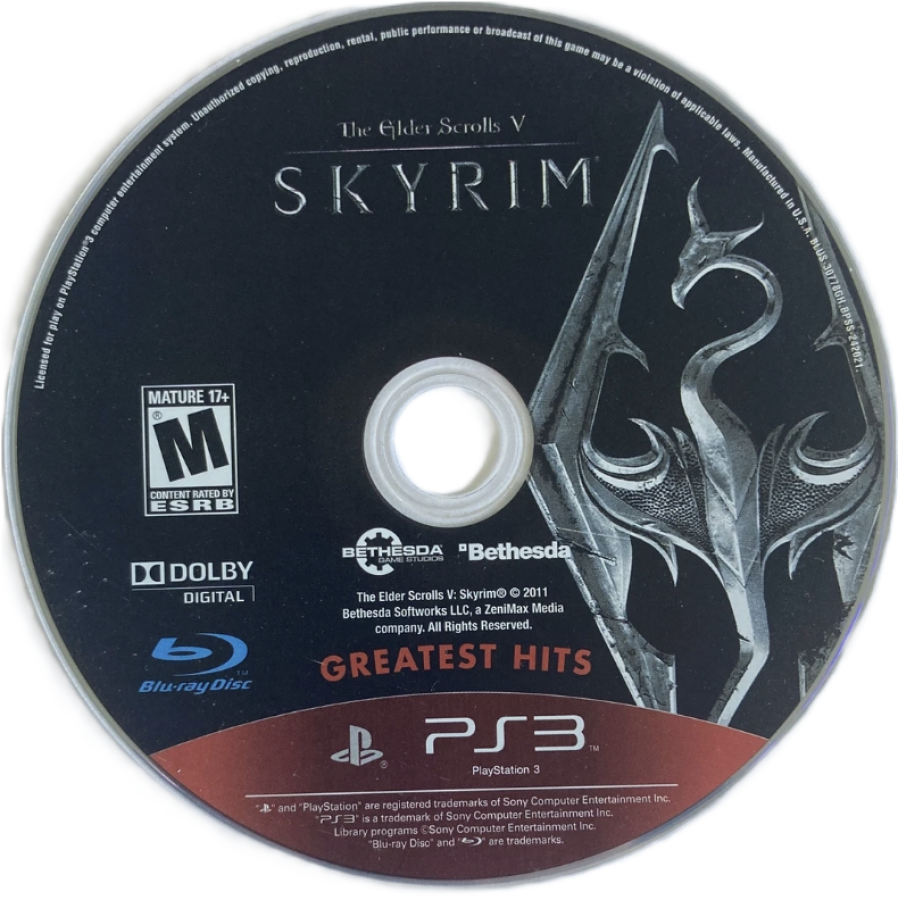 The Elder Scrolls V: Skyrim [Greatest Hits] disc art for PlayStation 3 (PS3) video game