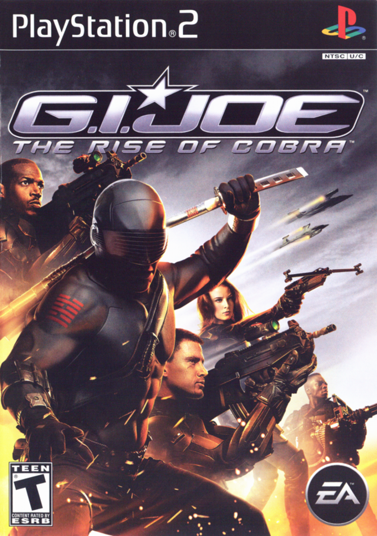 G.I. Joe: The Rise of Cobra cover art for PlayStation 2 (PS2) military-themed third-person action video game based on the film