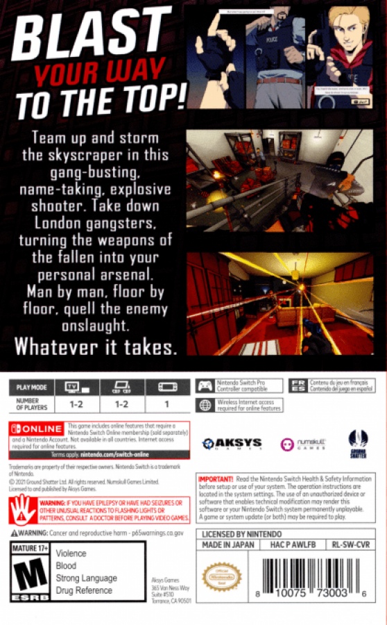 Rico London back of box for Nintendo Switch (NS) video game