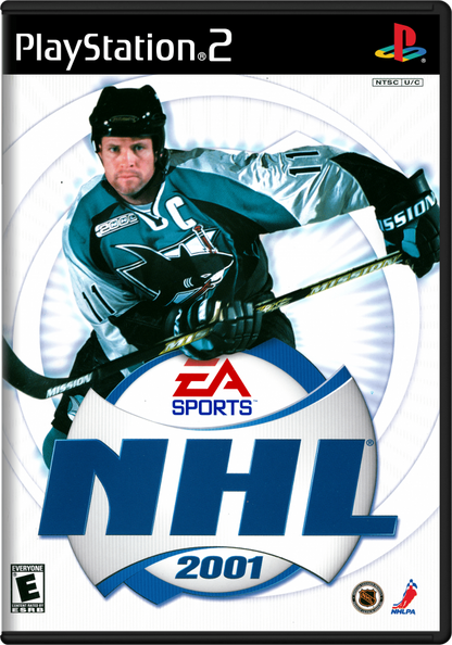 NHL 2001 – PlayStation 2 (PS2) video game cover image, ice hockey simulation.
