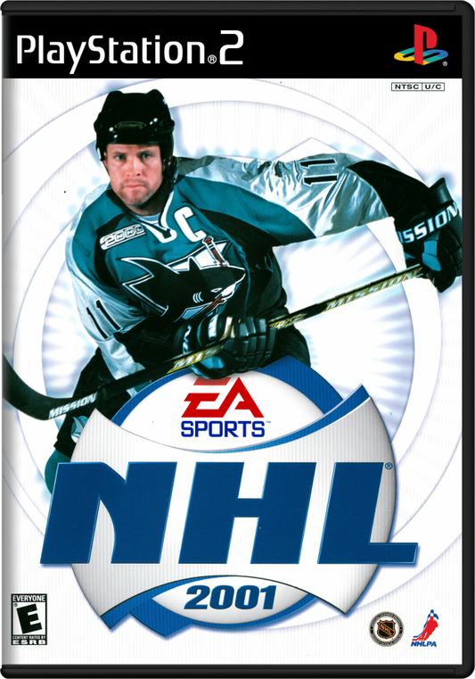 NHL 2001 – PlayStation 2 (PS2) video game cover image, ice hockey simulation.
