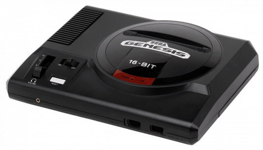Sega Genesis Console System (GEN) Model 1 in Scratch & Scuff Condition at Gamers INC, featuring the iconic "High Definition Graphics" hardware that defined 16-bit gaming, offering authentic blast processing performance and a deep library of legendary titles in a well-loved, budget-friendly unit perfect for gamers looking for pure retro functionality front right