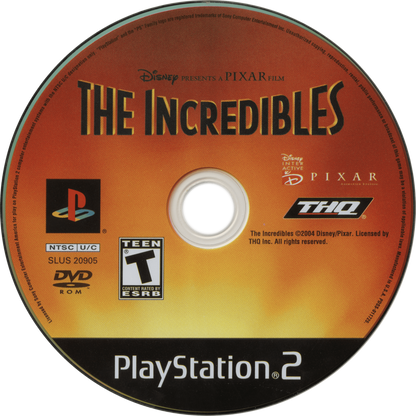 Disney Pixar The Incredibles disc for PlayStation 2 (PS2) action-adventure video game based on the animated film