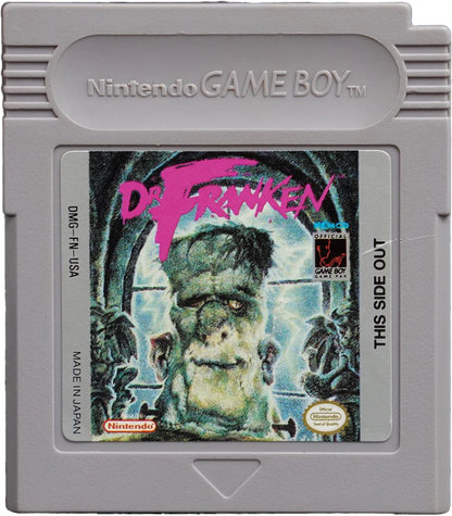 Dr. Franken Game Boy video game, action platformer, classic handheld gameplay, retro Nintendo Game Boy title cartridge art