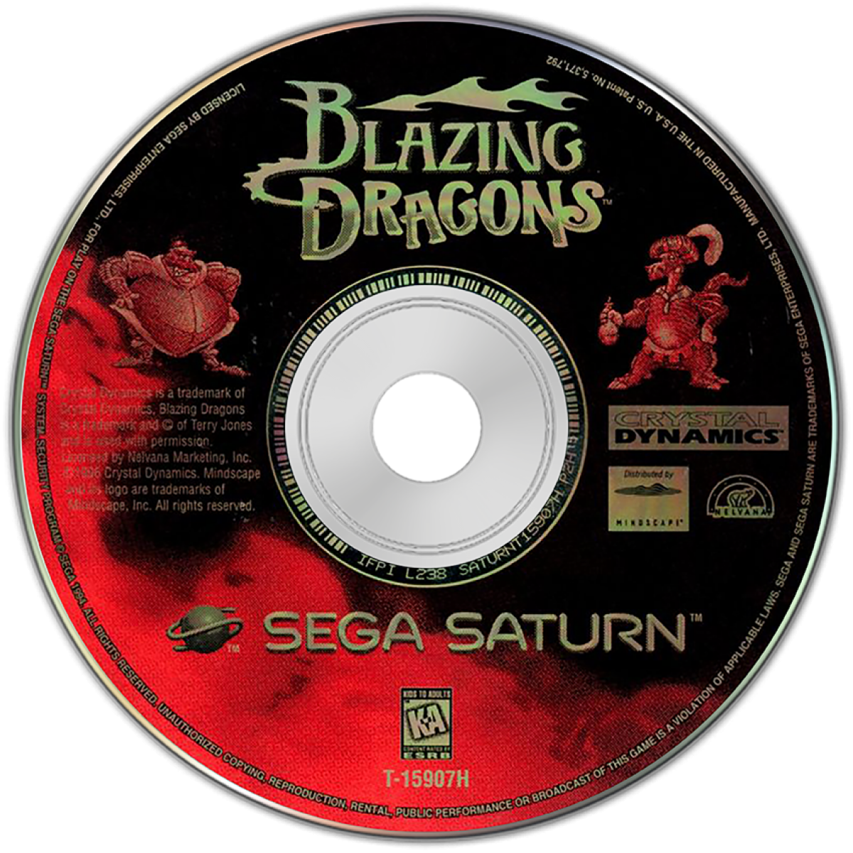 Blazing Dragons for Sega Saturn (SS) at Gamers INC, featuring the whimsical point-and-click adventure based on the cult-classic animated series from Monty Python’s Terry Jones; play as Flicker, a commoner dragon with noble dreams, as you solve clever puzzles, engage in witty dialogue, and navigate the "Knights of the Round Table" parody to win the Dragon Tournament and the heart of Princess Flame in this charmingly eccentric 32-bit quest disc