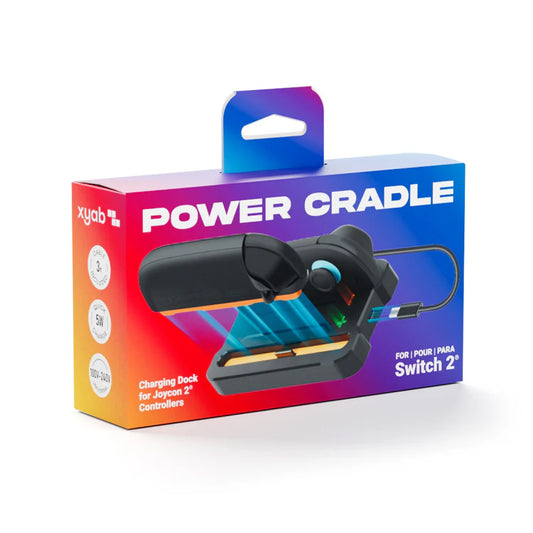 Joycon 2 charging dock retail packaging box showing controller charging cradle and cable
