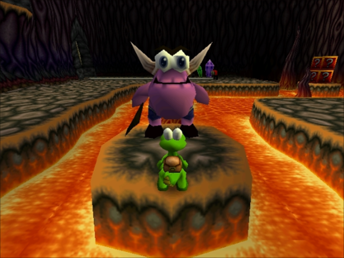 Croc 2 game for the PlayStation featuring 3D platforming gameplay with exploration puzzle solving collectible items and colorful levels as Croc embarks on a quest to rescue Gobbos and battle enemies across varied worlds gameplay 