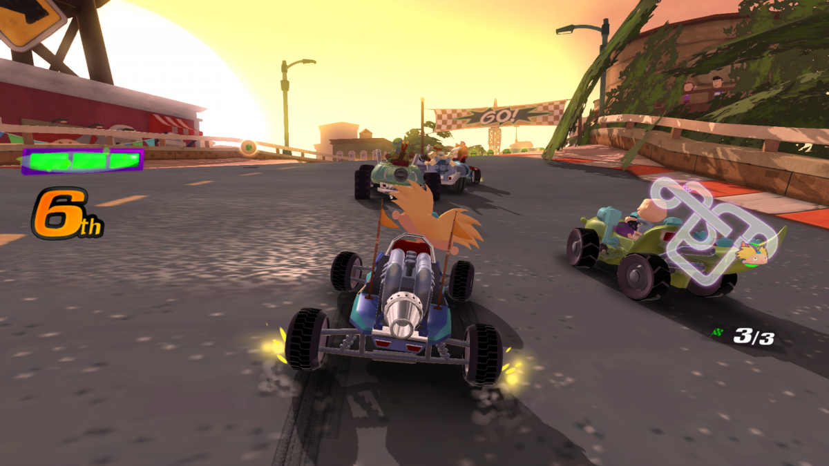 Nickelodeon Kart Racers PlayStation 4 PS4 arcade kart racing video game featuring SpongeBob SquarePants Teenage Mutant Ninja Turtles Rugrats Hey Arnold power-sliding drifting power-ups battle mode four player local multiplayer