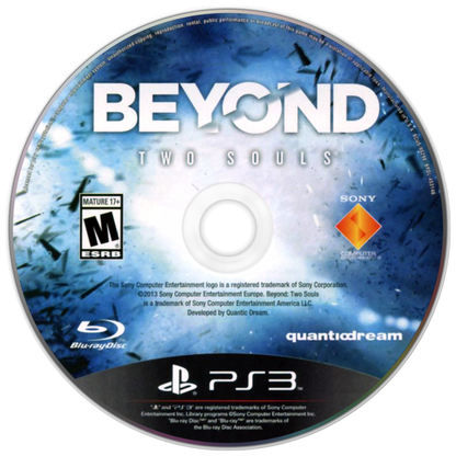 Beyond: Two Souls for PlayStation 3 (PS3) at Gamers INC, featuring a cinematic, choice-driven narrative following Jodie Holmes and her supernatural link to the entity Aiden, delivering emotional storytelling, intense action sequences, and interactive gameplay that blends drama, mystery, and psychological thriller elements from the creators of Heavy Rain disc