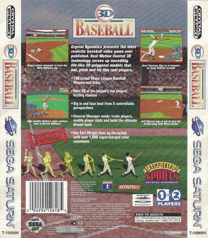3D Baseball back cover art for Sega Saturn (SS) video game