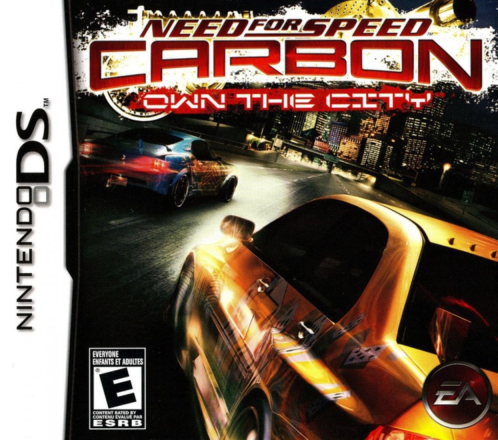 Need for Speed Carbon Own the City Nintendo DS DS racing video game featuring high-speed street racing car customization rival crews police pursuits drifting intense races city driving challenges and classic Nintendo DS DS gameplay collectible retro gaming appeal front cover art