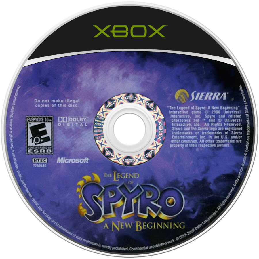 The Legend of Spyro: A New Beginning disc art for Xbox (XBOX) video game