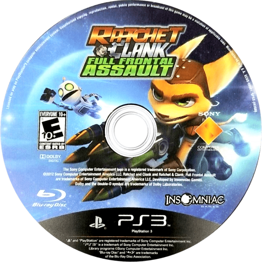 Ratchet and Clank Full Frontal Assault disc for PlayStation 3 PS3 video game