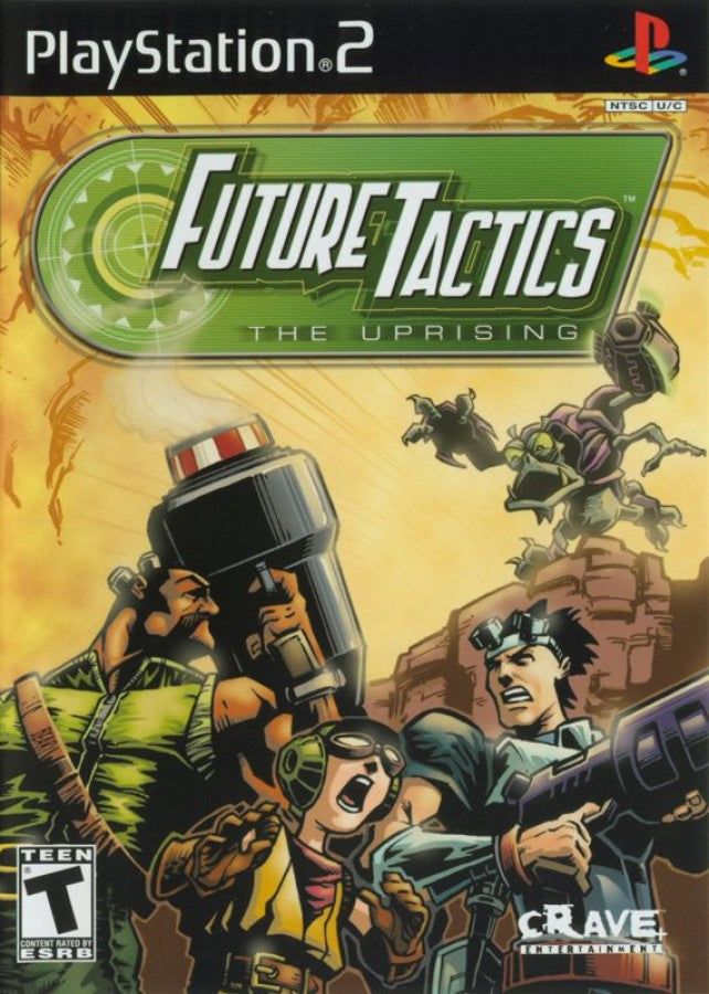 Future Tactics: The Uprising cover art for PlayStation 2 (PS2) turn-based tactical sci-fi action video game