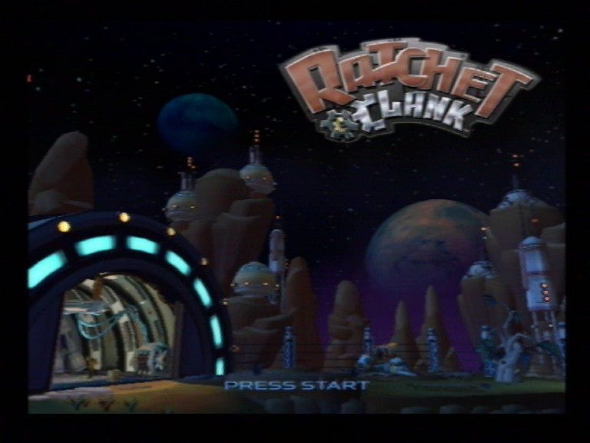 Ratchet and Clank PS2 PlayStation 2 action platformer game retro video game title screen Greatest Hits edition