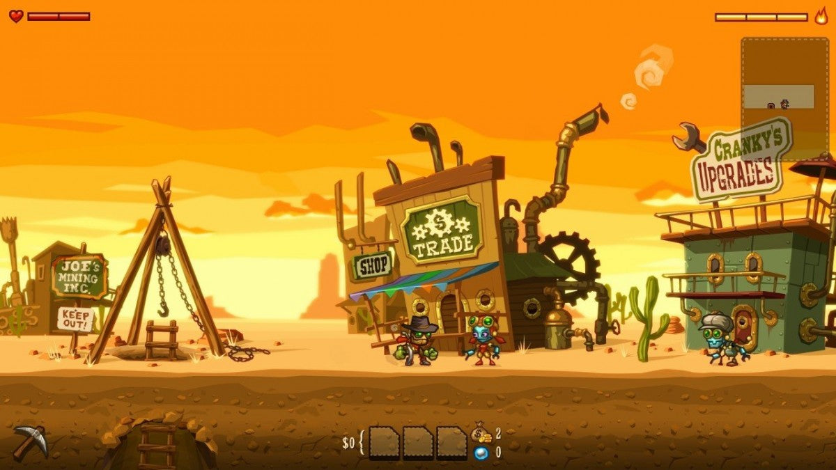 SteamWorld Collection game for the PlayStation 4 featuring a compilation of SteamWorld Dig and SteamWorld Heist with action platforming and turn based strategy gameplay set in a stylized steampunk world with exploration and resource gathering gameplay