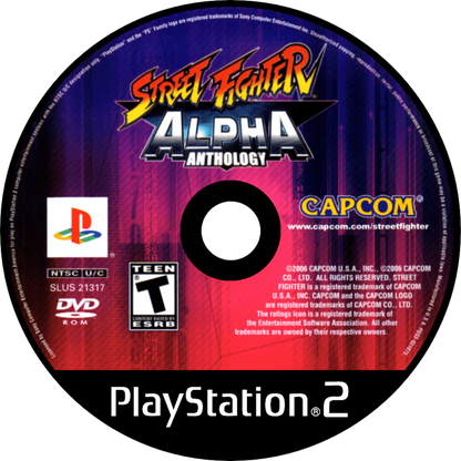 Street Fighter Alpha Anthology retro PlayStation 2 video game Street Fighter fighting game arcade combat Capcom multiplayer classic fighting collection console title PlayStation 2 release disc