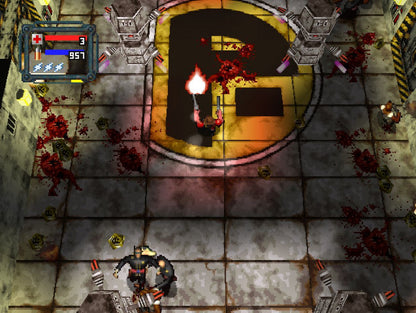 Loaded PS1 PlayStation 1 top down shooter action game multiplayer combat dark humor arcade style gameplay retro video game gameplay Greatest Hits edition
