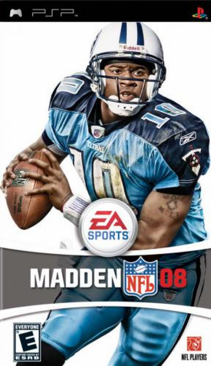 Madden NFL 2008 cover art for PlayStation Portable (PSP) football sports video game