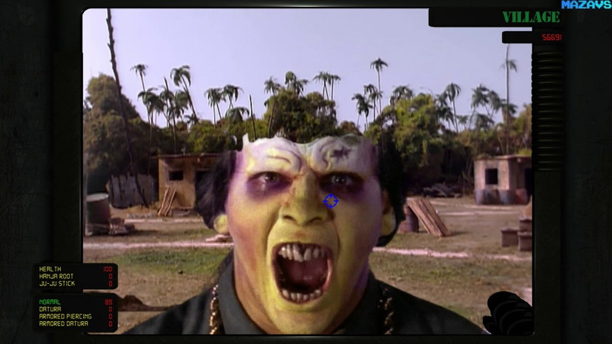 Corpse Killer Sega CD full motion video FMV zombie shooter horror game rail shooting tropical island setting undead enemies live action footage arcade style combat Digital Pictures retro gaming Sega CD software video game title gameplay