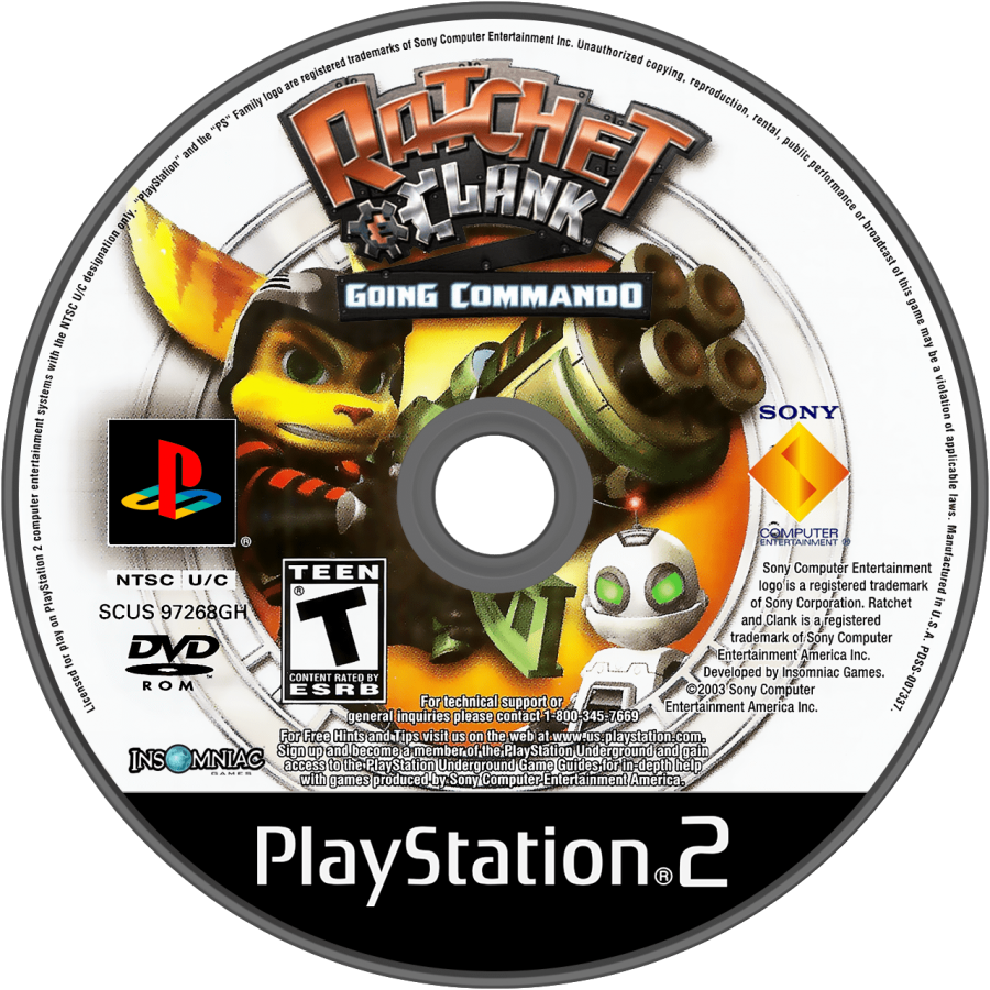 Ratchet and Clank Going Commando PlayStation 2 retro video game action platformer disc (2003)