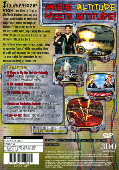 War Jetz – PlayStation 2 (PS2) video game back of case, aerial combat action.