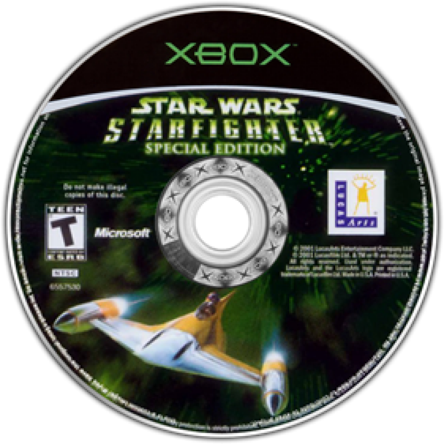 Star Wars Starfighter Special Edition Platinum Hits Xbox video game, space combat flight action, sci-fi adventure, classic Star Wars console title disc