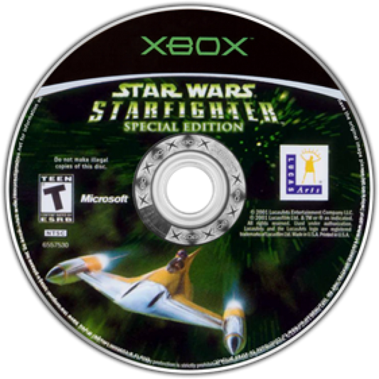 Star Wars Starfighter Special Edition Platinum Hits Xbox video game, space combat flight action, sci-fi adventure, classic Star Wars console title disc