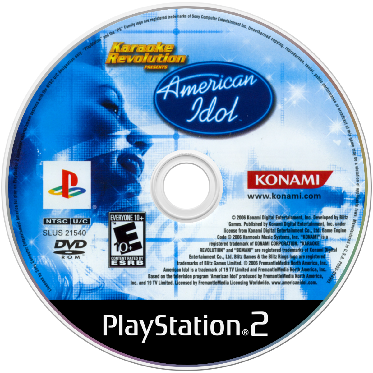 Karaoke Revolution Presents American Idol disc art for Playstation 2 (PS2) video game