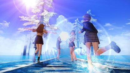 Blue Reflection Second Light for Nintendo Switch, gameplay for a role-playing video game with anime-style characters, real-time turn-based combat, exploration gameplay, and story-driven adventure