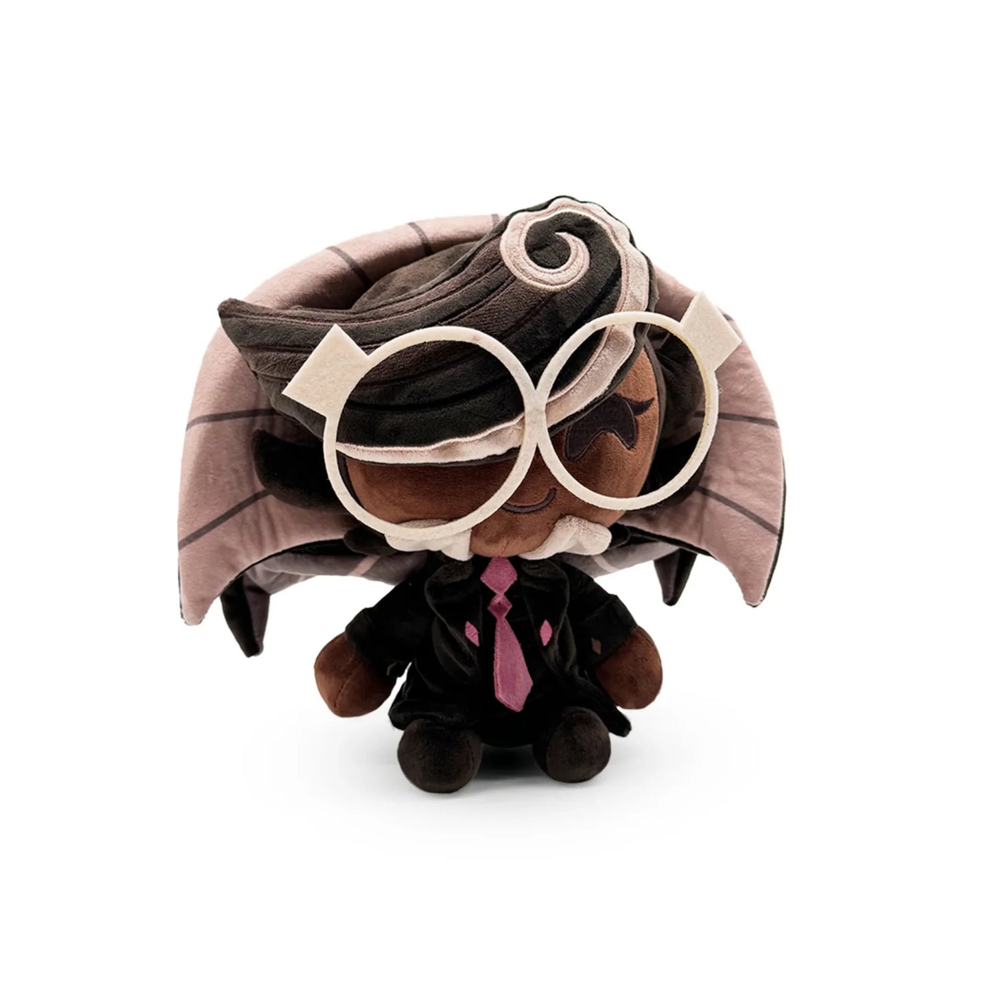 Cookie Run Espresso Cookie plush inspired design featuring collectible character plush aesthetic soft stuffed toy magical coffee wizard theme cute fantasy mobile game mascot cozy gaming merchandise presentation