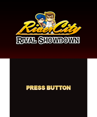 River City: Rival Showdown start screen for Nintendo 3DS (3DS) beat 'em up action video game