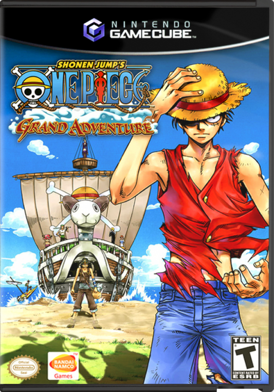 One Piece Grand Adventure GameCube game featuring anime-style fighting gameplay and adventure modes with One Piece characters front cover
