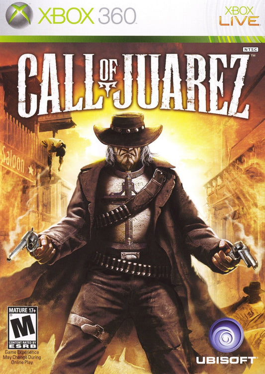 Call of Juarez Xbox 360 game featuring Wild West first person shooter action dual character campaign storyline intense gunfights historical western setting and multiplayer modes by Ubisoft cover art