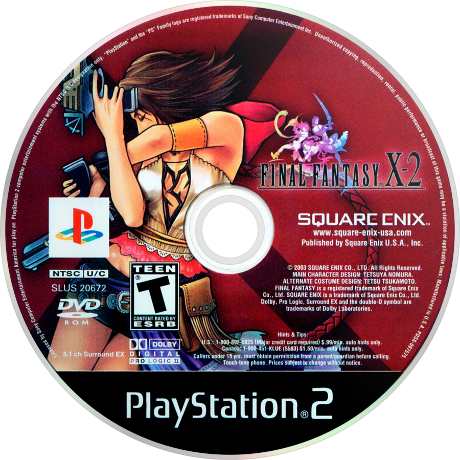 Final Fantasy X-2 disc for PlayStation 2 (PS2) fantasy role-playing adventure video game